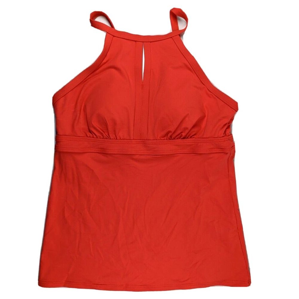 Lands End Tankini Top Womens Size 4 Keyhole High Neck Bra Adjustable Straps